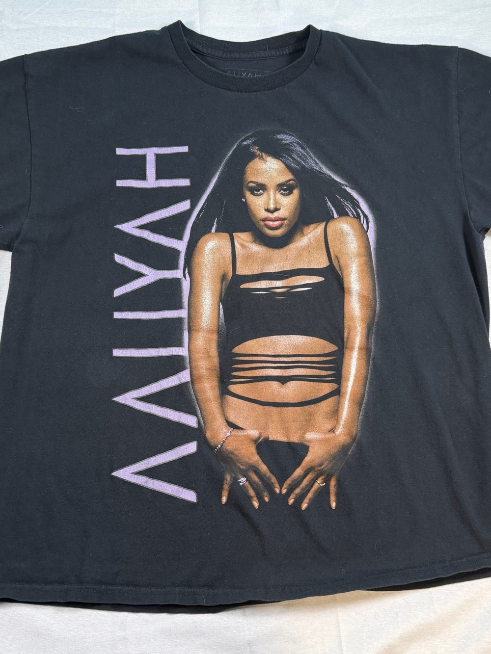 Aaliyah Graphic Black Short Sleeve T-Shirt Adult Size 1X R&B & Soul